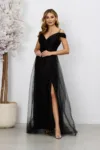 Rochie de ocazie din tull cu crepeu pe picior Celebre Neagra