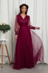 Rochie de ocazie din tull cu dantela Dinasty Bordo