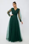 Rochie de ocazie din tull cu dantela Dinasty Verde