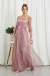 Rochie de ocazie din tull cu decolteu pe umeri Temptation Lila