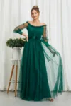 Rochie de ocazie din tull cu decolteu pe umeri Temptation Verde