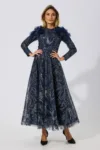 Rochie de ocazie din tull cu sclipici Ozelia Bleumarin