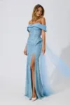 Rochie de ocazie din tull cu strass-uri Elysee Bleu