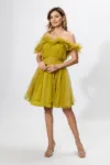 Rochie de ocazie din tull cu volanase Dulcineea Olive