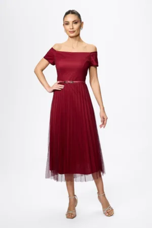 Rochie de ocazie din tull plisat cu umerii goi Ciandra Bordo