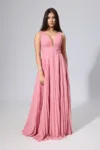Rochie de ocazie din voal cu broderie pe bust Hersilia Rose