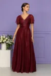 Rochie de ocazie din voal cu glitter Atlanta Bordo