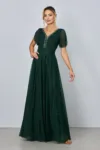 Rochie de ocazie din voal cu glitter Atlanta Verde
