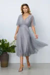 Rochie de ocazie din voal cu glitter Darling Gri