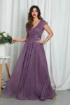 Rochie de ocazie din voal cu glitter Florence Mov