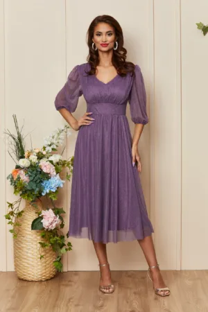 Rochie de ocazie din voal cu glitter Nicolette Mov