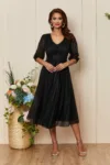 Rochie de ocazie din voal cu glitter Nicolette Neagra