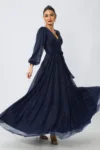 Rochie de ocazie din voal cu glitter Ophelia Bleumarin