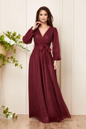 Rochie de ocazie din voal cu glitter Ophelia Bordo