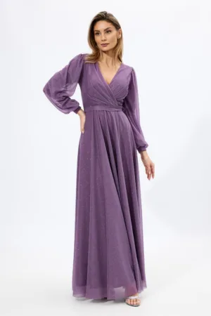 Rochie de ocazie din voal cu glitter Ophelia Mov