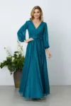 Rochie de ocazie din voal cu glitter Ophelia Turcoaz