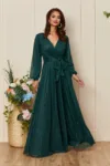 Rochie de ocazie din voal cu glitter Ophelia Verde