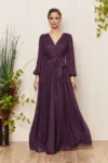 Rochie de ocazie din voal cu glitter Ophelia Violet