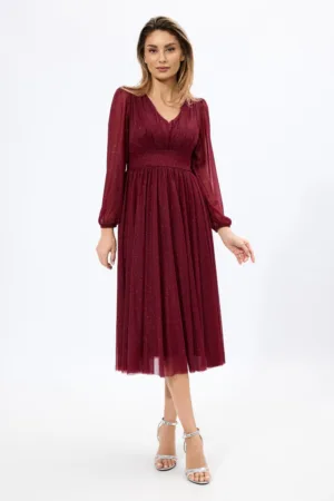 Rochie de ocazie din voal cu glitter Wilma Bordo