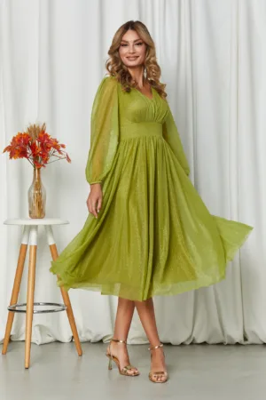 Rochie de ocazie din voal cu glitter Wilma Fistic