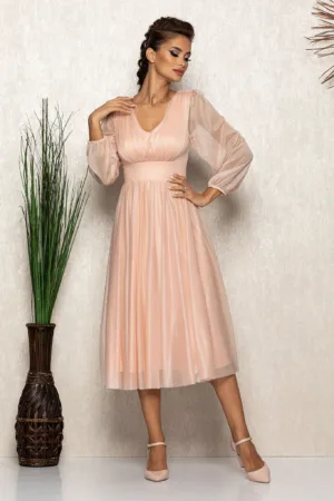 Rochie de ocazie din voal cu glitter Wilma Nude