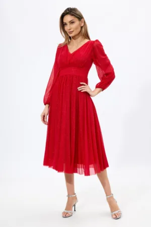 Rochie de ocazie din voal cu glitter Wilma Rosie