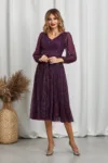 Rochie de ocazie din voal cu glitter Wilma Violet
