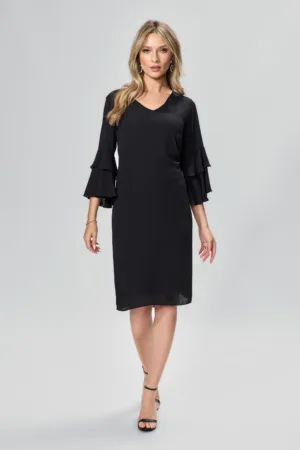 Rochie de ocazie din voal cu maneci trei sfeturi Devlyn Neagra