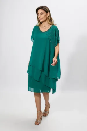 Rochie de ocazie din voal cu strass-uri Elmina Verde