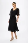 Rochie de ocazie din voal cu strass-uri in talie Sibilla Neagra