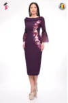 Rochie de ocazie dreapta din stofa calitativa cu broderie pretioasa