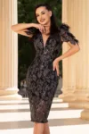 Rochie de ocazie eleganta neagra Eleanora cu model din paiete