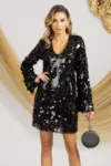 Rochie de ocazie eleganta neagra cu paiete maxi