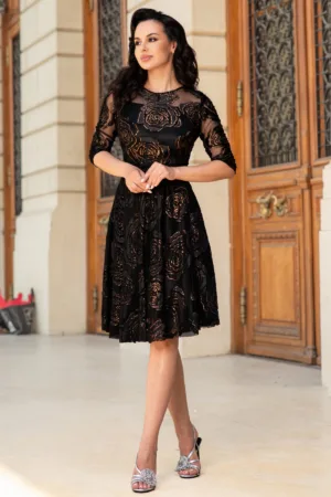 Rochie de ocazie in clos Margot cu trandafiri