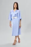Rochie de ocazie in clos cu maneci supradimensionate Elwisia Bleu