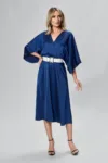 Rochie de ocazie in clos cu maneci supradimensionate Elwisia Bleumarin