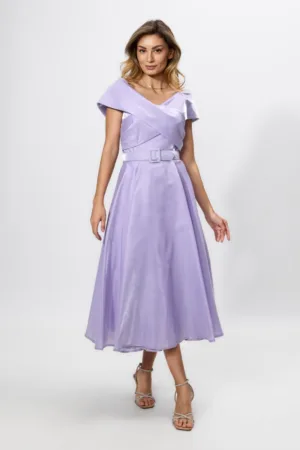 Rochie de ocazie in clos din satin cu decolteu in V Nevya Lila