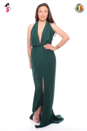 Rochie de ocazie lunga vaporoasa verde