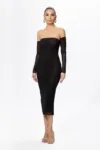 Rochie de ocazie midi cu strass-uri si maneci detasabile Nereea Neagra