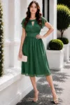 Rochie de ocazie midi verde Loredana in clos din voal