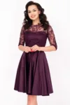 Rochie de ocazie mov in clos Alison cu maneci din dantela