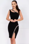 Rochie de ocazie neagra Florence decorata cu pietre sclipitoare
