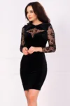 Rochie de ocazie neagra Sierra cu insertii din tulle