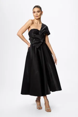 Rochie de ocazie premium cu model one shoulder si funda pe bust Belina Neagra