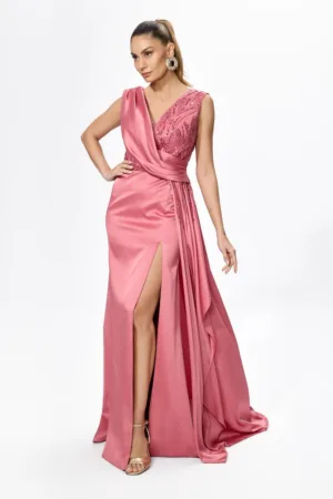 Rochie de ocazie premium cu paiete si detaliu tip esarfa Verita Rose