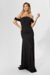 Rochie de ocazie premium cu strass-uri si umerii goi Jovanna Neagra