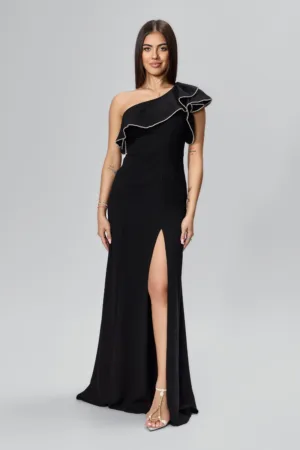 Rochie de ocazie premium cu volan si model one shoulder Fermina Neagra