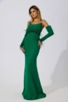 Rochie de ocazie premium din crepe cu maneci detasabile Kalonice Verde