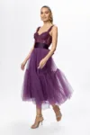 Rochie de ocazie premium din dantela si tull Serena Violet