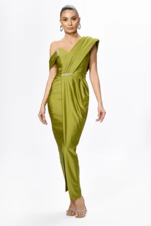 Rochie de ocazie premium din licra cu model petrecut si strass-uri Vivere Fistic